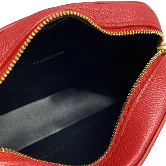 Auth BALENCIAGA Vir Camera XS 558171 Red Black Leather Shoulder Bag - Picture 6 of 16